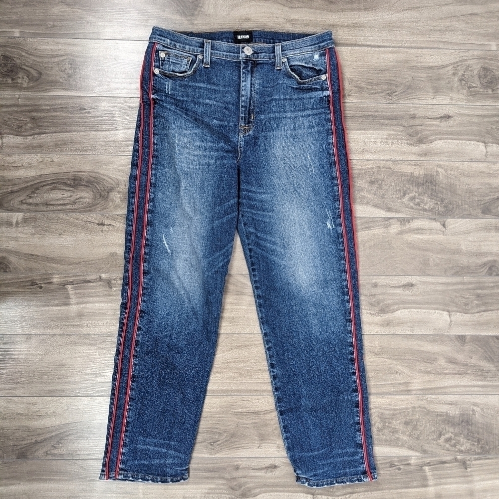 Hudson Jeans Zoeey High Rise Straight Ankle Jeans Size 30 Tuxedo Stripe